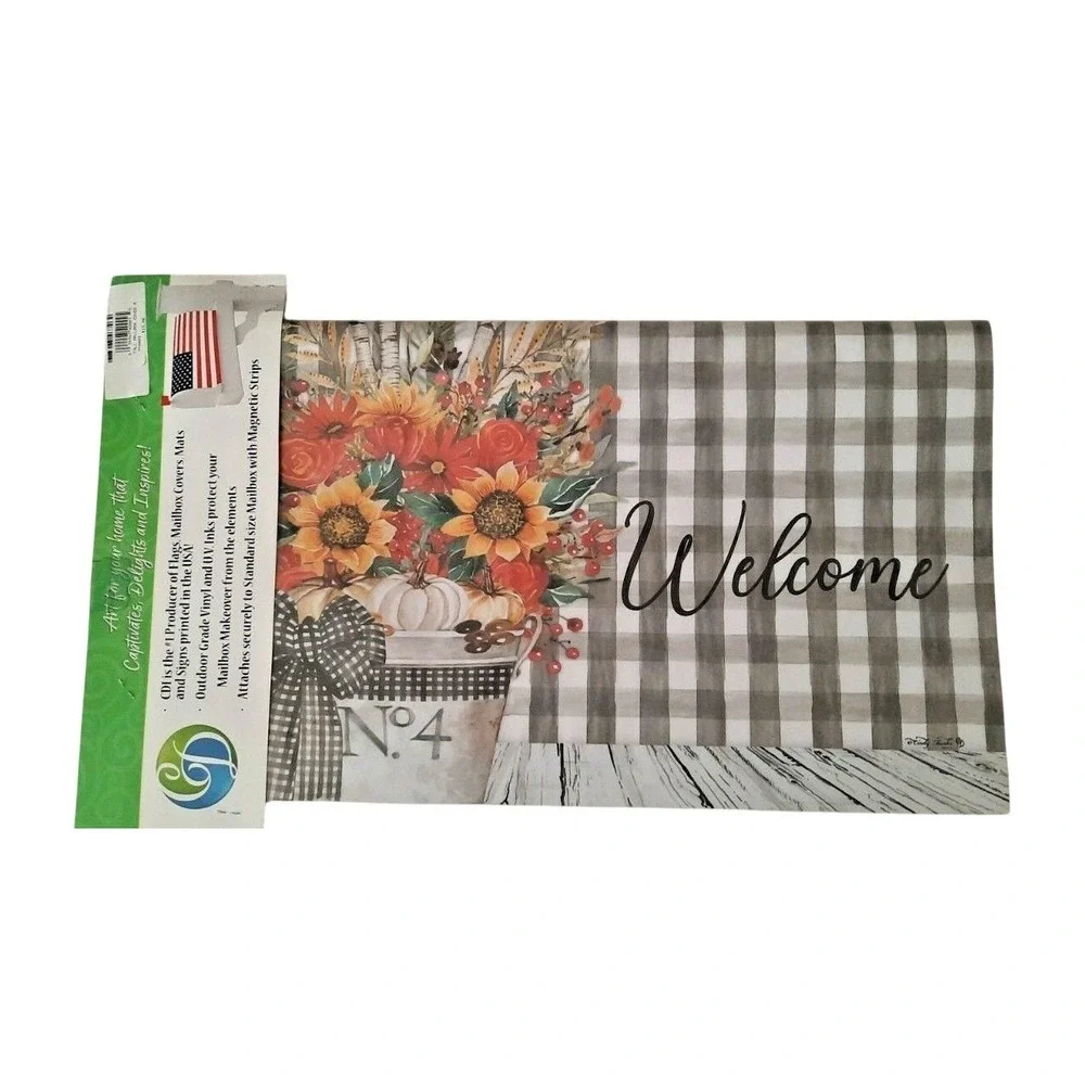 Custom Decor Fall Mailbox Cover Magnetic Sunflower Pumpkin Buffalo Plaid Welcome